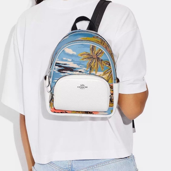 Coach Mini Court Backpack With Hawaiian Print NWT - Picture 7 of 8